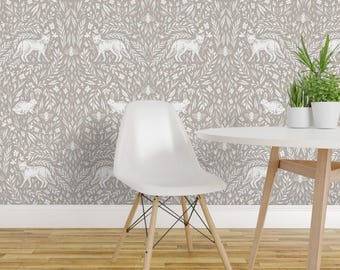 Scandinavian Wallpaper - Scandinavian Woodland By Roselindo - Gray Nursery Storybook Removable Self Adhesive Wallpaper Roll by Spoonflower