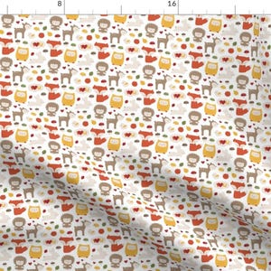 Animals Fabric - Forest Cuties Tiny Hedgehog, Deer, Owl, Bunny, Fox, Bird By Misstiina - Cotton Fabric By The Yard With Spoonflower