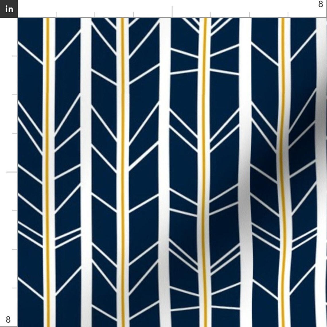 Navy Tree Fabric Navy Mustard Tree Branch Herringbone by - Etsy Canada
