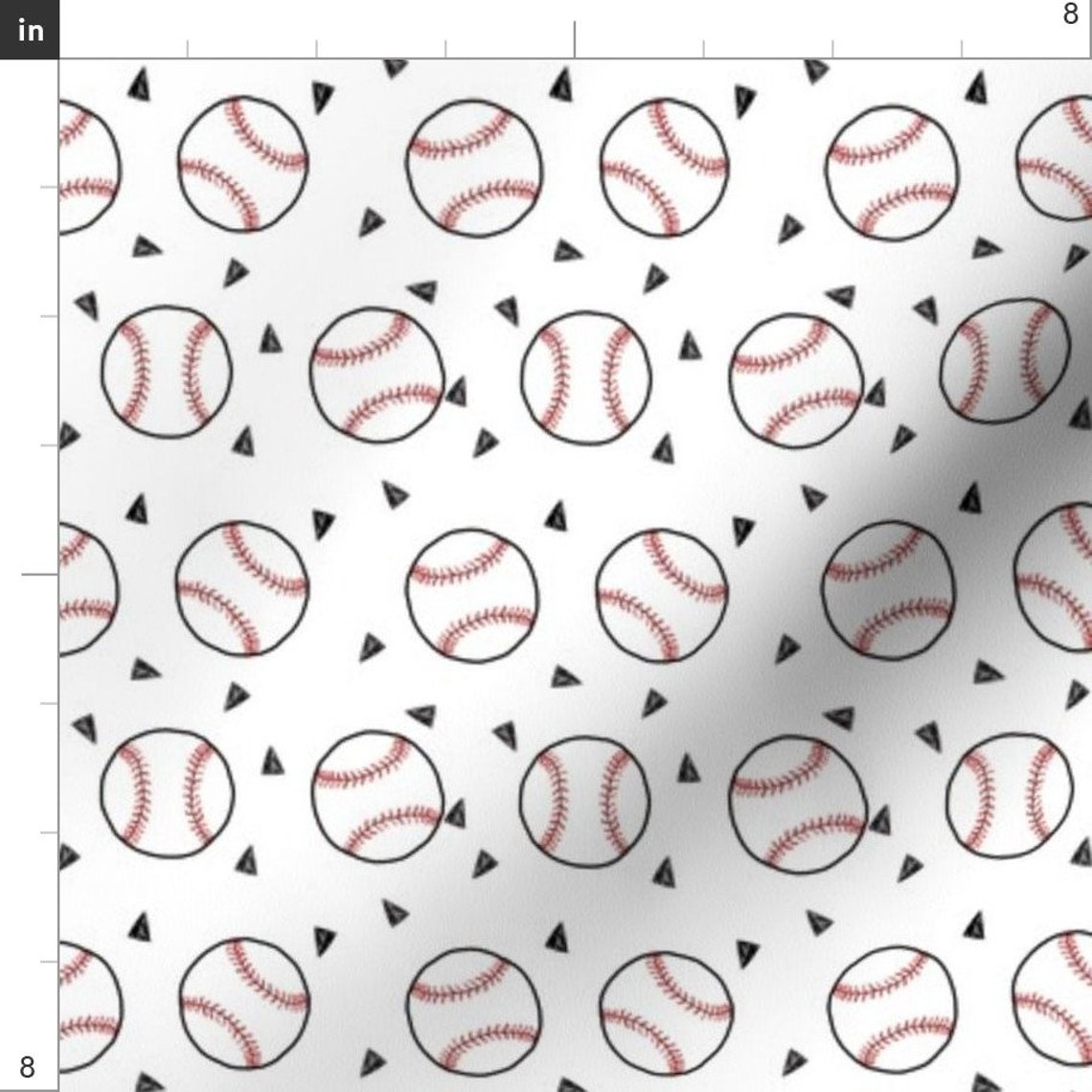 Triangles and Baseballs Fabric Baseball Fabric American Etsy