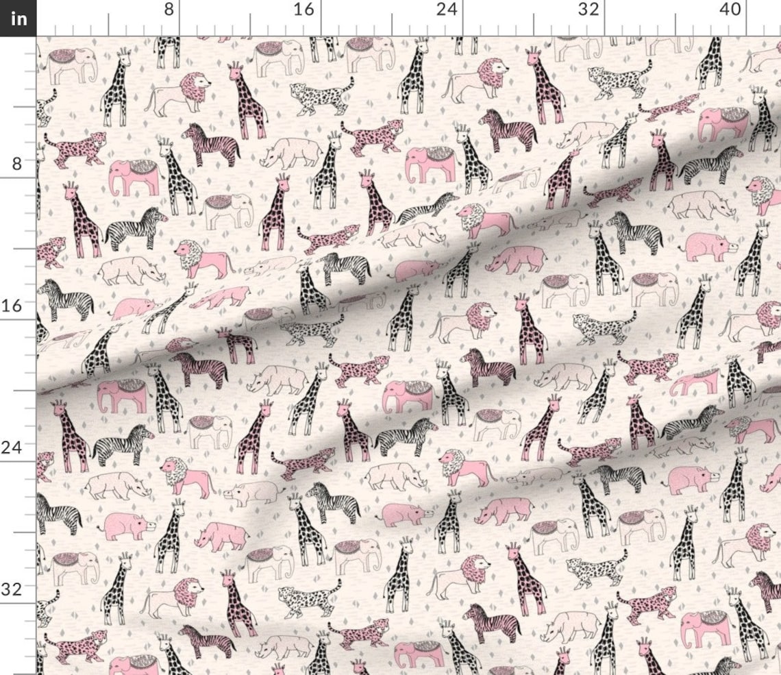 Jungle Animals Fabric Jungle // Safari Baby Nursery Girl Etsy