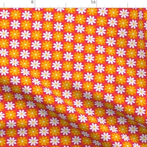 1970s Flowers Fabric - Daisy Power by lisawornhamdesigns - Floral Vintage Spring Summer Fashion Retro Fabric by the Yard by Spoonflower