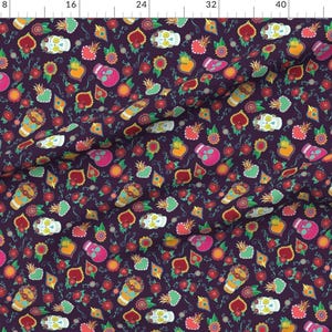 Day of the Dead Fabric- Dia De Los Muertos Purple by Katebillingsley ...