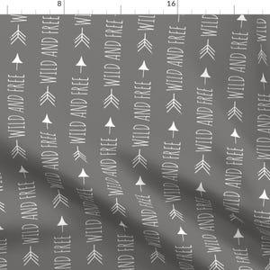 Wild And Free Fabric - Rotated - Wild And Free White On Dark Grey Text Typography Arrows By Sugarpinedesign - Cotton Fabric With Spoonflower