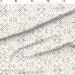 Textile Design Geometric Fabric - Lennox Vintage White Gold By Crystal Walen - Textile Design Cotton Fabric By The Yard With Spoonflower image 2