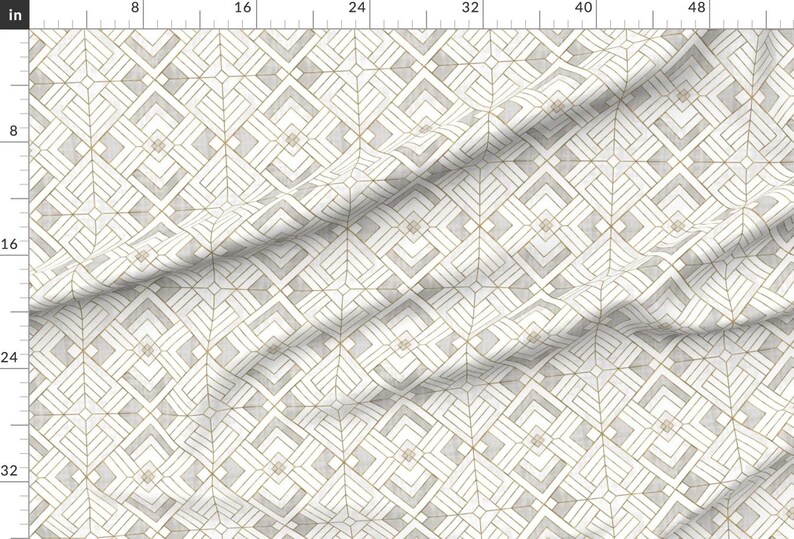Textile Design Geometric Fabric - Lennox Vintage White Gold By Crystal Walen - Textile Design Cotton Fabric By The Yard With Spoonflower image 2
