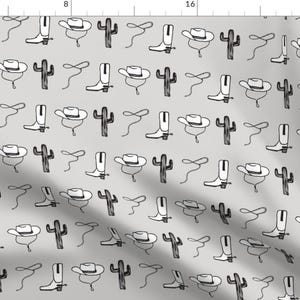 Cowboys Fabric - Cowboy Sand - By Elvelyckan - Gray Cowboy Western Southwest Rodeo Boot Boys Cotton Fabric By The Yard With Spoonflower
