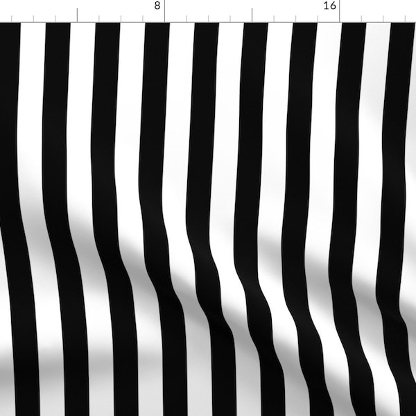 Black + White Vertical Stripes Fabric - Stripes - Vertical - 1 Inch (2.54cm) - By Elsielevelsup - Cotton Fabric By The Yard With Spoonflower