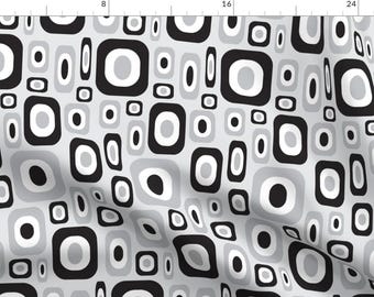 Modern Fabric - Achromatically Mod By Jjtrends - Modern Home Decor Circles Abstract Black Gray Cotton Fabric By The Yard With Spoonflower