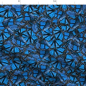 Butterfly Fabric - Cobalt Blue Black Monarch Swallowtail Butterflies By Jenfur Nature Insect - Cotton Fabric By The Yard With Spoonflower