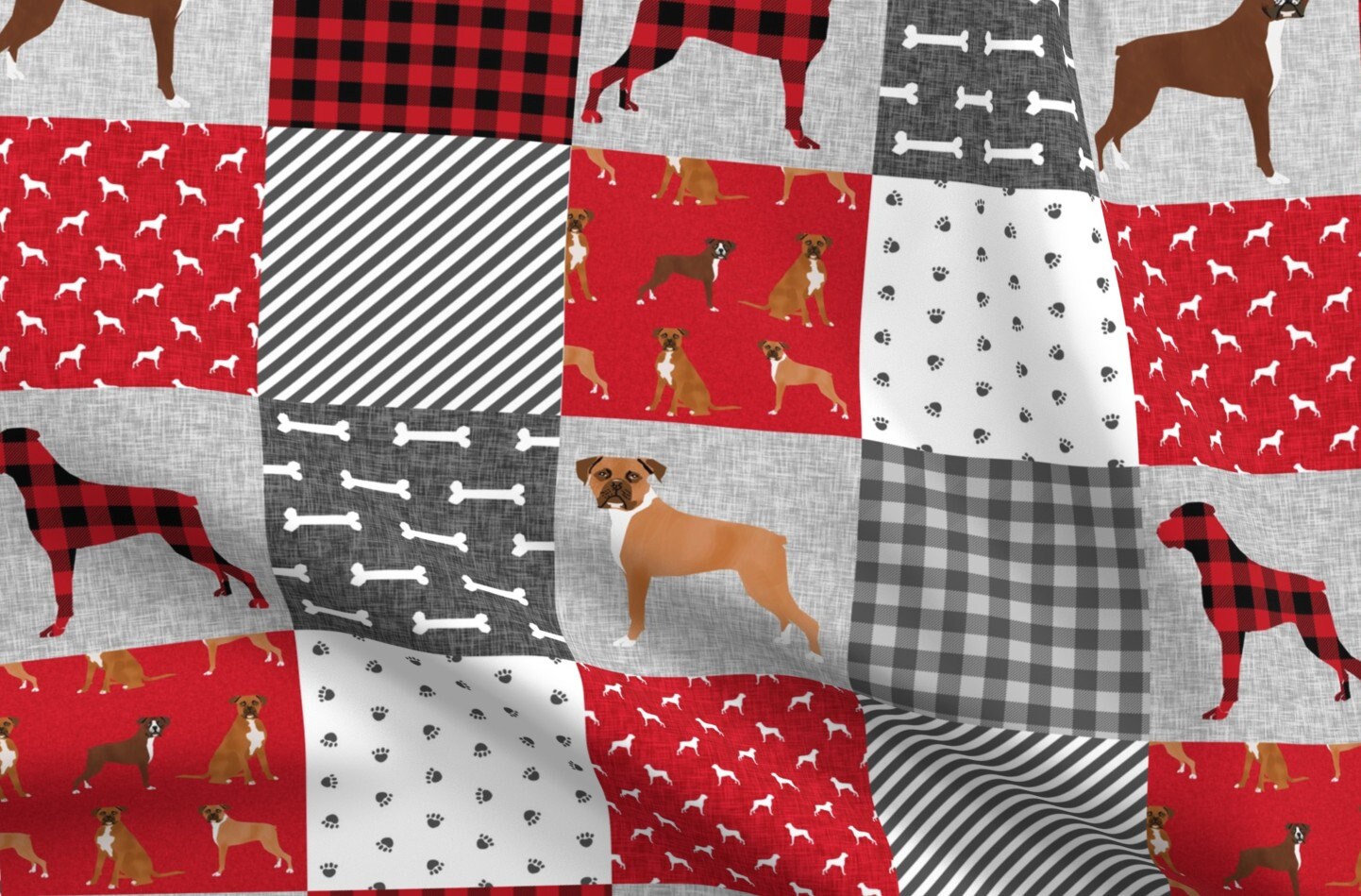 Boxer Dog Fabric Boxer Pet Quilt A Dog Breed Nursery Etsy