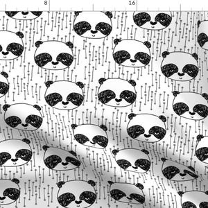 Panda Fabric - Black And White Panda Head Cute Illustration By Andrea Lauren - Panda Bears Lines Cotton Fabric By The Yard With Spoonflower