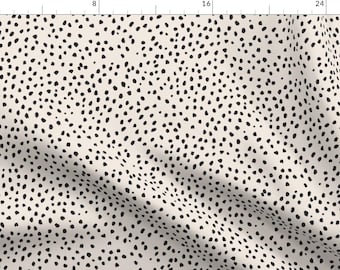 Modern Animal Print Fabric - Black Marks On Creamy Beige By Erin Kendal - Neutral Polka Dots Cotton Fabric By The Yard With Spoonflower