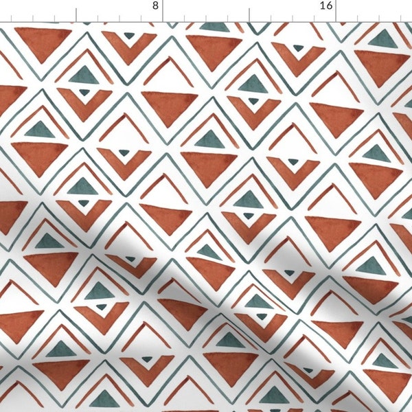 Rusty Watercolor Triangles Fabric - Rusty Triangles By Bluebirdcoop - Abstract Geometric Decor Cotton Fabric By The Yard With Spoonflower