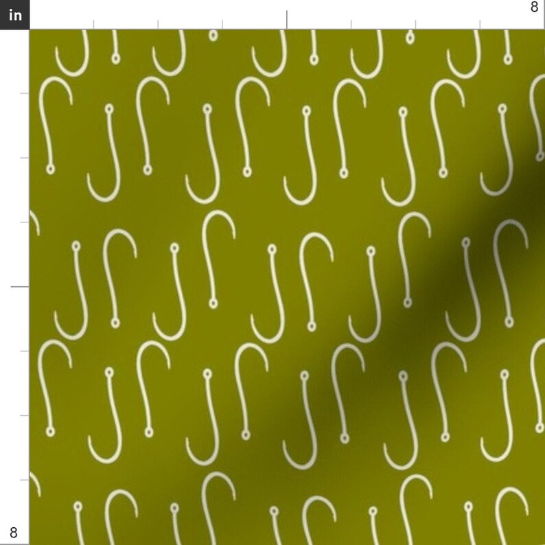 Green Fishing Hook Fabric Fish Hooks Green by Mrshervi Etsy
