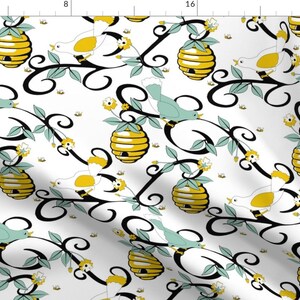 Birds and Bees Fabric - All About The Birds And The Bees By Inscribed Here - Birds Bees Beehive Cotton Fabric By The Yard With Spoonflower
