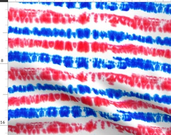 Stripe Fabric - Red White And Blue Tie Dye By Littlearrowdesign - Tie Dye Stripe Independence Day Cotton Fabric By The Yard With Spoonflower