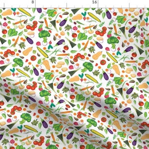 Food Fabric - Let’s Eat, White - Fresh Vegetables By Diane555 - Food Vegetables Carrots Tomatoes Cotton Fabric By The Yard With Spoonflower