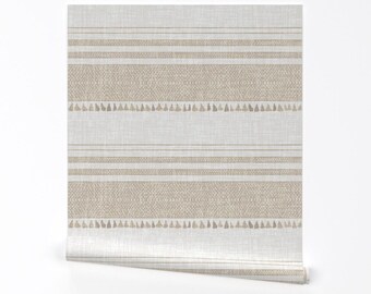 Linen Look Wallpaper - French Linen Tassel By Holli Zollinger - Linen Custom Printed Removable Self Adhesive Wallpaper Roll by Spoonflower