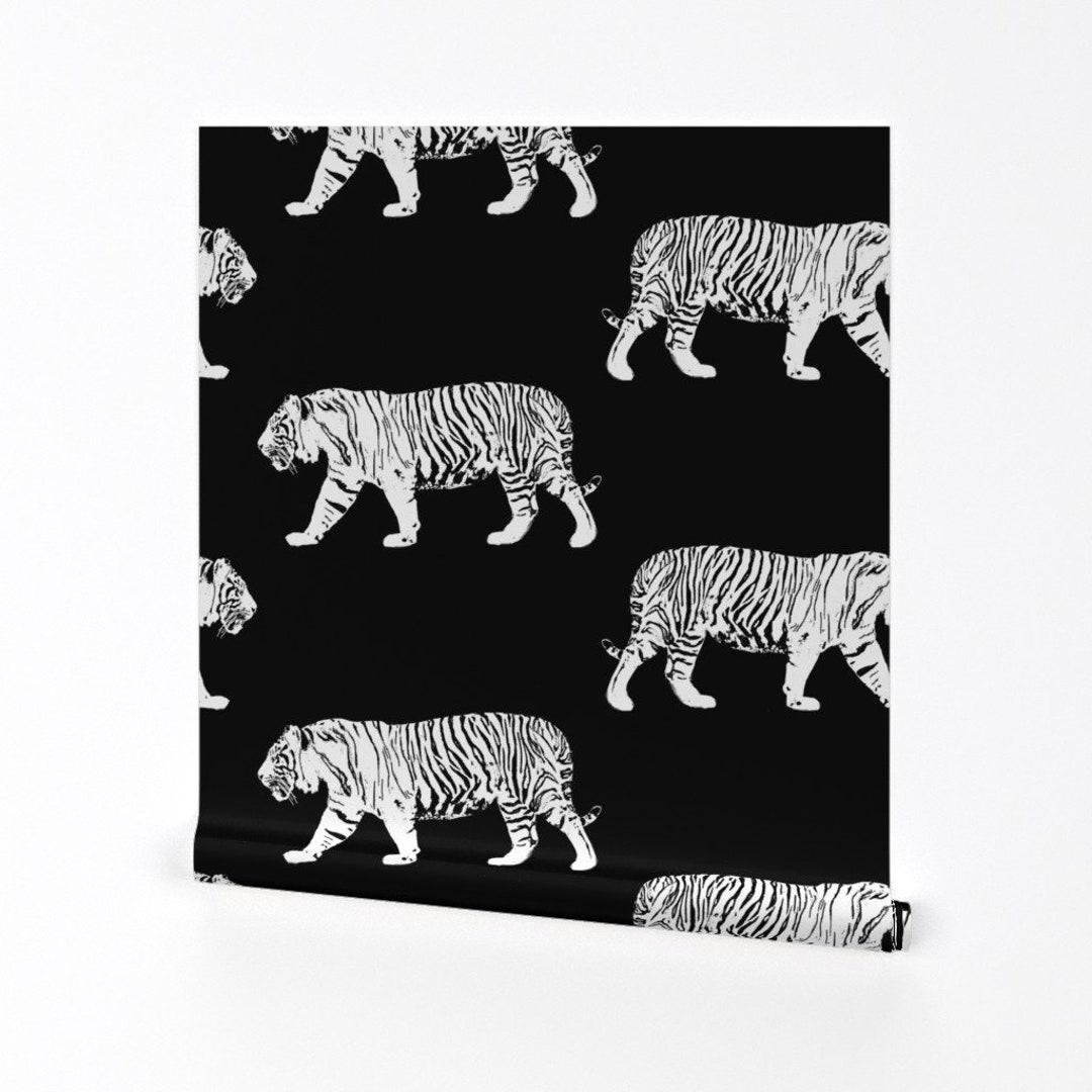 Tiger Wallpaper White Walking Tiger by Eclectic House Tiger Black