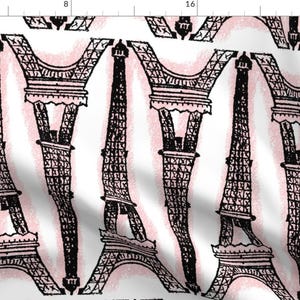 Eiffel Tower Fabric - Eiffel For You By Peacoquettedesigns - Paris France French Pink Black White Cotton Fabric By The Yard With Spoonflower