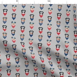Australian Shepherd Fabric - Aussie Sunglasses Australian Shepherd Summer Gray By Petfriendly - Cotton Fabric By The Yard With Spoonflower