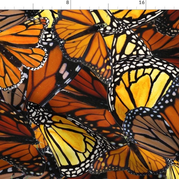 Butterfly Fabric - Australian Wanderer Butterflies By Wiccked - Butterfly Wings Orange Black Fly Cotton Fabric By The Yard With Spoonflower