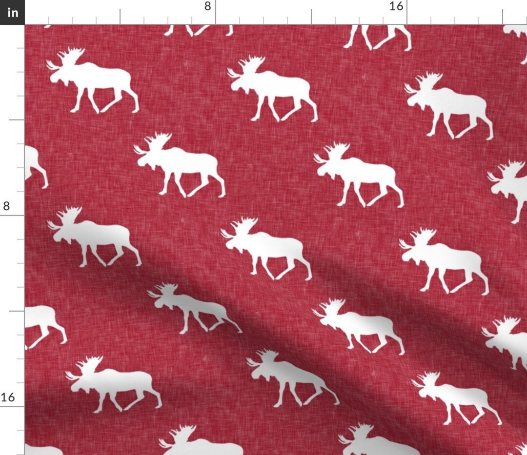 Moose Fabric Moose on Red by Littlearrowdesign Happy Etsy