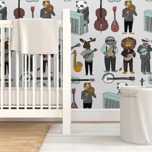 Nursery Wallpaper - Amazing Animal Alphabet Band By Andrea Lauren- Gender Neutral Room Removable Self Adhesive Wallpaper Roll by Spoonflower image 6