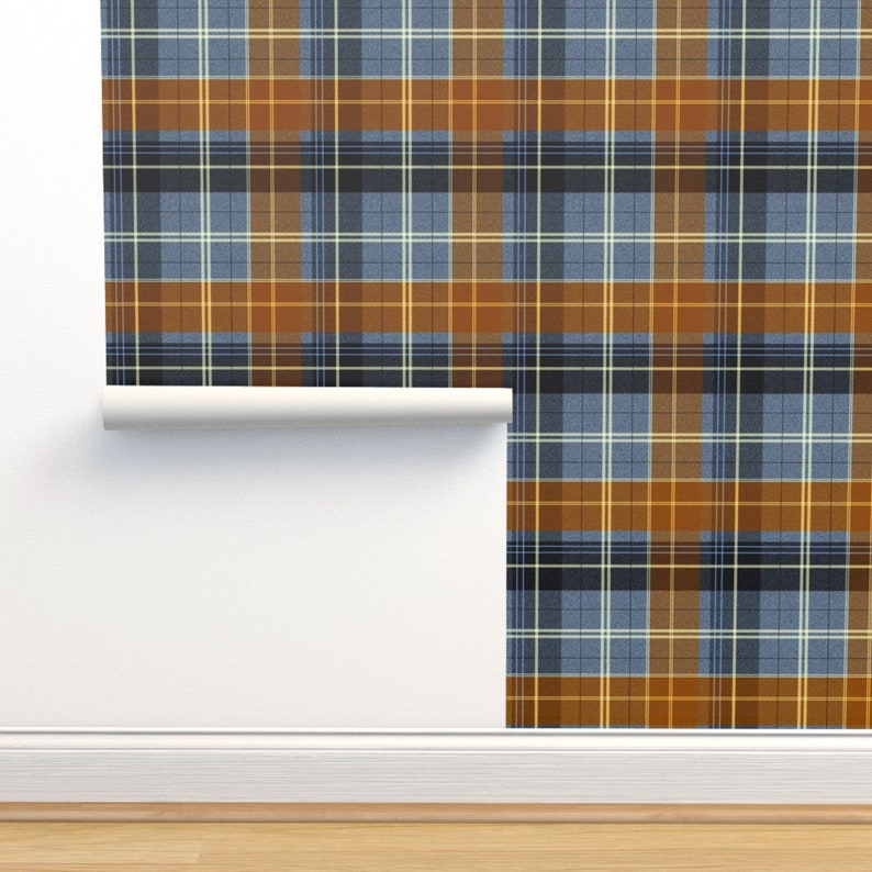 Plaid Wallpaper - School Plaid ~ Class By Peacoquettedesigns - Rust Custom Printed Removable Self Adhesive Wallpaper Roll by Spoonflower 