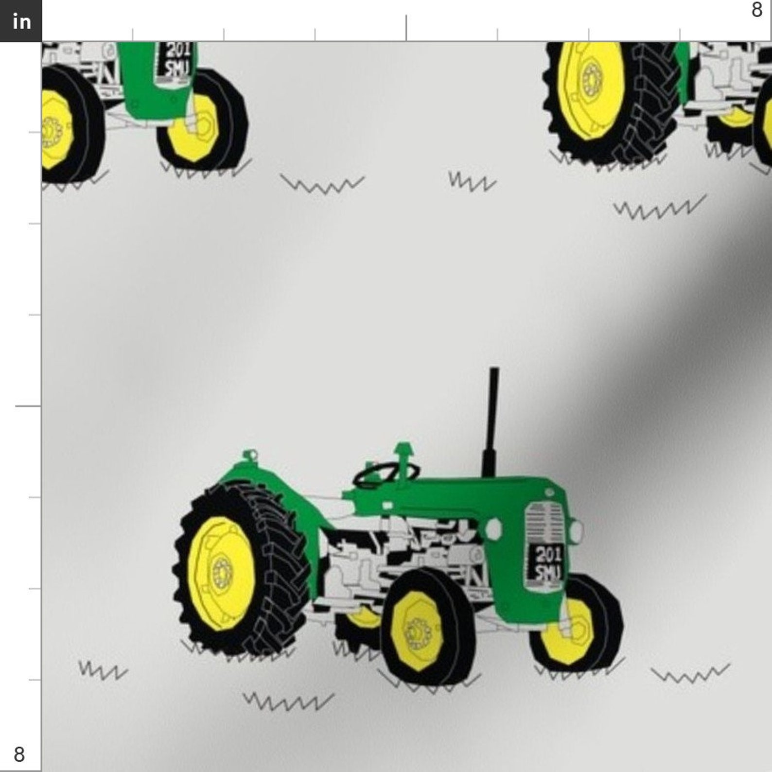 Green Tractor Fabric Green Tractor by Pennyroyal Green Etsy