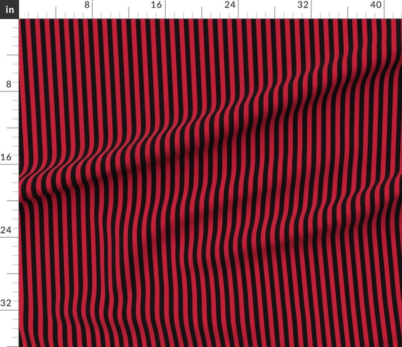 Stripes Fabric Black And Red 1/2 Inch Stripe By Etsy