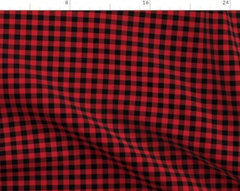 Buffalo Check Fabric - Buffalo Plaids By Charlottewinter - Red Black Farmhouse Country Lodge Kids Cotton Fabric By The Yard With Spoonflower