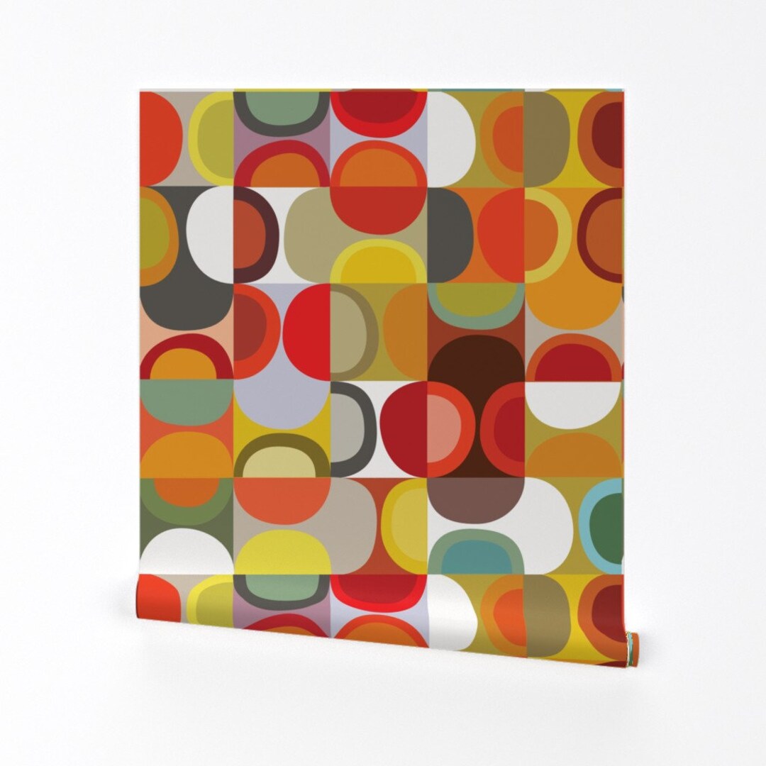 Mod Wallpaper Juicy Lime Squeeze by Kurtcyr Bauhaus Modern Geometric