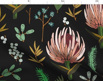 Flower Fabric - Floral Dark by holli_zollinger - Floral Leaf Botanical Botany Forest Woodland Fern  Fabric by the Yard by Spoonflower