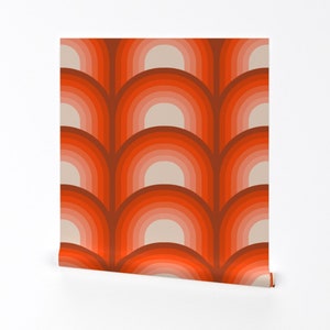 Scalloped Wallpaper - Red Rocks By Circa78designs - Orange Gradient Custom Printed Removable Self Adhesive Wallpaper Roll by Spoonflower