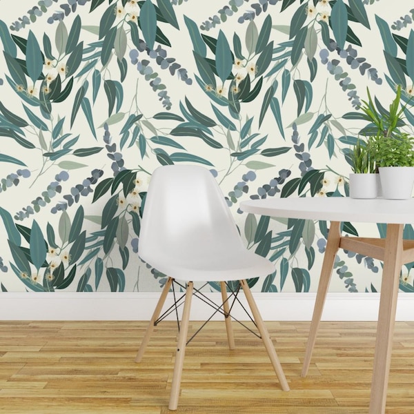 Eucalyptus Wallpaper - Eucalyptus By Nina Leth - Eucalyptus Green Zen Nature Leaves Removable Self Adhesive Wallpaper Roll by Spoonflower