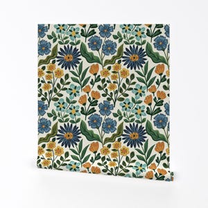 Wildflower Removable Peel and Stick Wallpaper - Graceful Flowers Blossoms Petals - Wall Art Wall Decor - Garden Floral by laura_may_designs