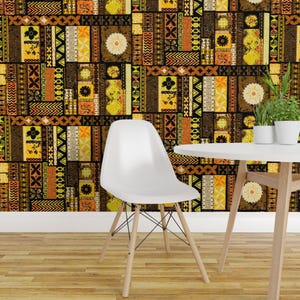 Papier peint tropical - Pan Pacific Tapa 1a par Muhlenkott - Rouleau de papier peint adhésif amovible imprimé sur mesure Tropical Tapa par Spoonflower