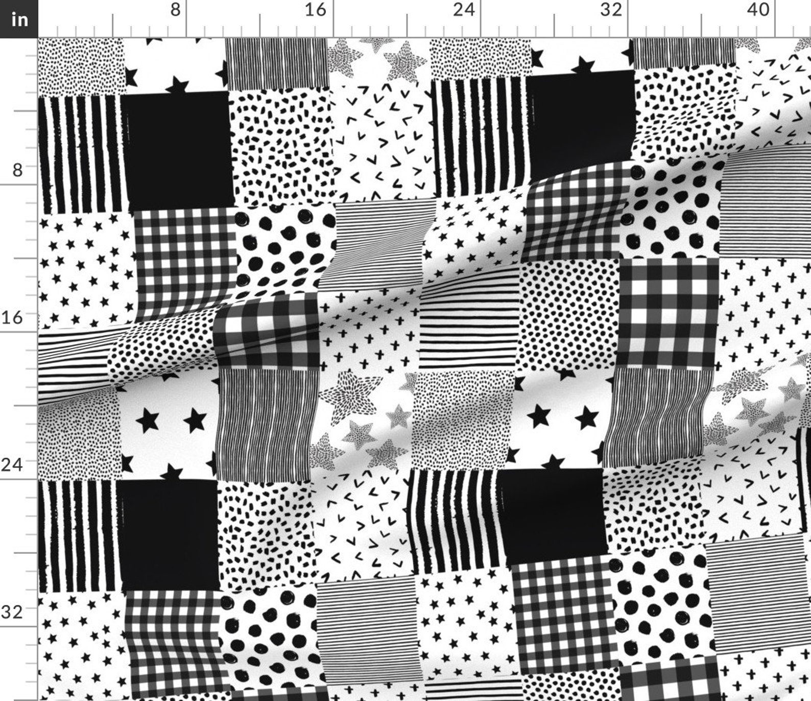 Black And White Fabric 21 Black And White Whole Cloth Etsy