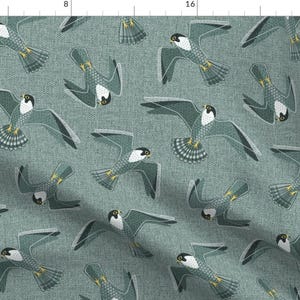 Peregrine Falcon Fabric - Falcons In Flight By Studioxtine - Peregrine Falcon Birds Blue Flying Cotton Fabric By The Yard With Spoonflower