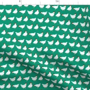 Chicken Fabric - Watercolor Chickens Green By Nethery - Farm Chicken Chick Hen Rooster Poultry Cotton Fabric By The Yard With Spoonflower