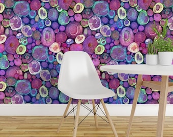 Watercolor Gems Wallpaper - Geode Treasures By Elramsay - Home Decor Custom Printed Removable Self Adhesive Wallpaper Roll by Spoonflower