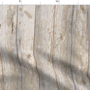 Wooden Planks Fabric - Whitewashed Wood Planks by willowlanetextiles - Coastal Neutral Reclaimed Wood Look Fabric by the Yard by Spoonflower