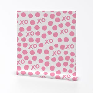 Carta da parati Love - Xoxo Bubblegum Pink Hearts Love di Andrea Lauren - Rotolo di carta da parati autoadesiva rimovibile stampata personalizzata di Spoonflower