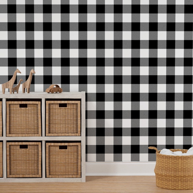 Buffalo Check Wallpaper Buffalo Check Black White by Etsy