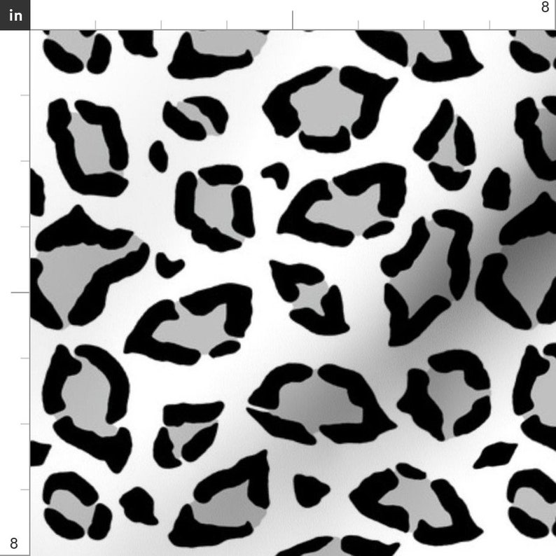 Leopard Print Fabric Leopard Grey on White by Sylviaoh - Etsy
