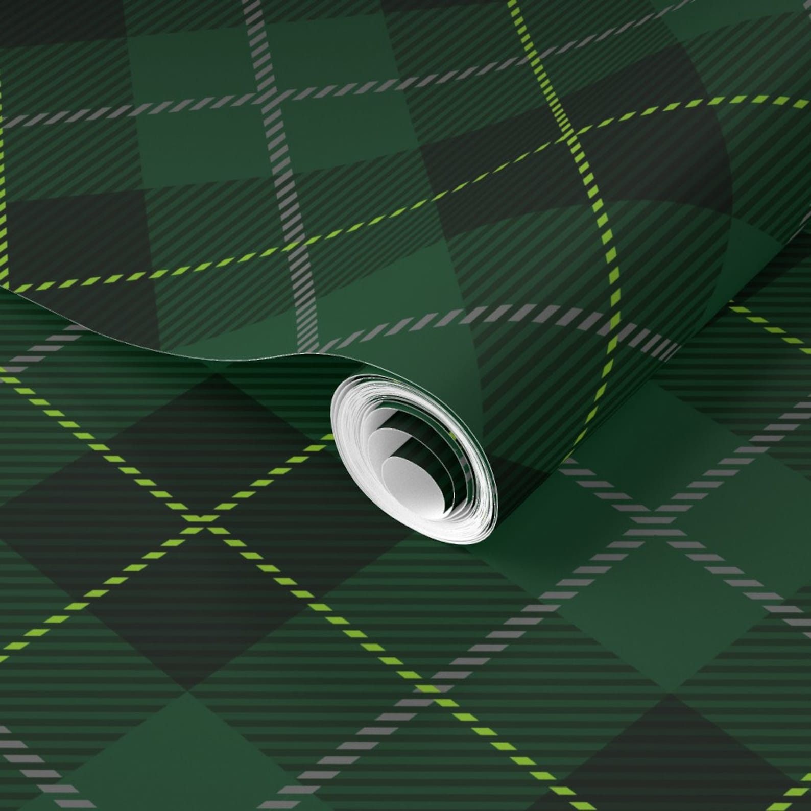 Green Plaid Wallpaper Dark Green Christmas Tartan by - Etsy