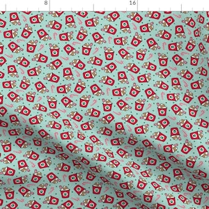 Paw Print Fabric - Christmas Dog Coffee  by littlearrowdesign -  Candy Cane Coffee Cup Christmas Dog Bone Fabric by the Yard by Spoonflower