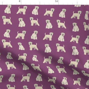 Dog Fabric - Irish Wheaten Terrier by petfriendly - Purple Beige Pet Animals Simple Terrier Fabric by the Yard by Spoonflower
